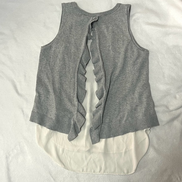 loft layered knit chiffon sweater vest - Picture 6 of 9